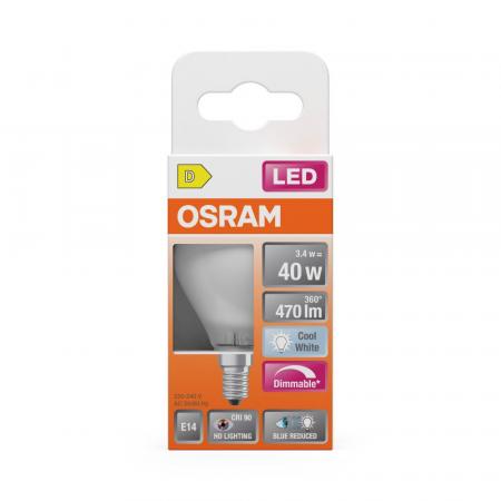 OSRAM E14 LED Lampe SUPERSTAR PLUS HD LIGHTING Tropfenform matt dimmbar 3,4W wie 40W neutralweißes Licht & hohe Farbwiedergabe